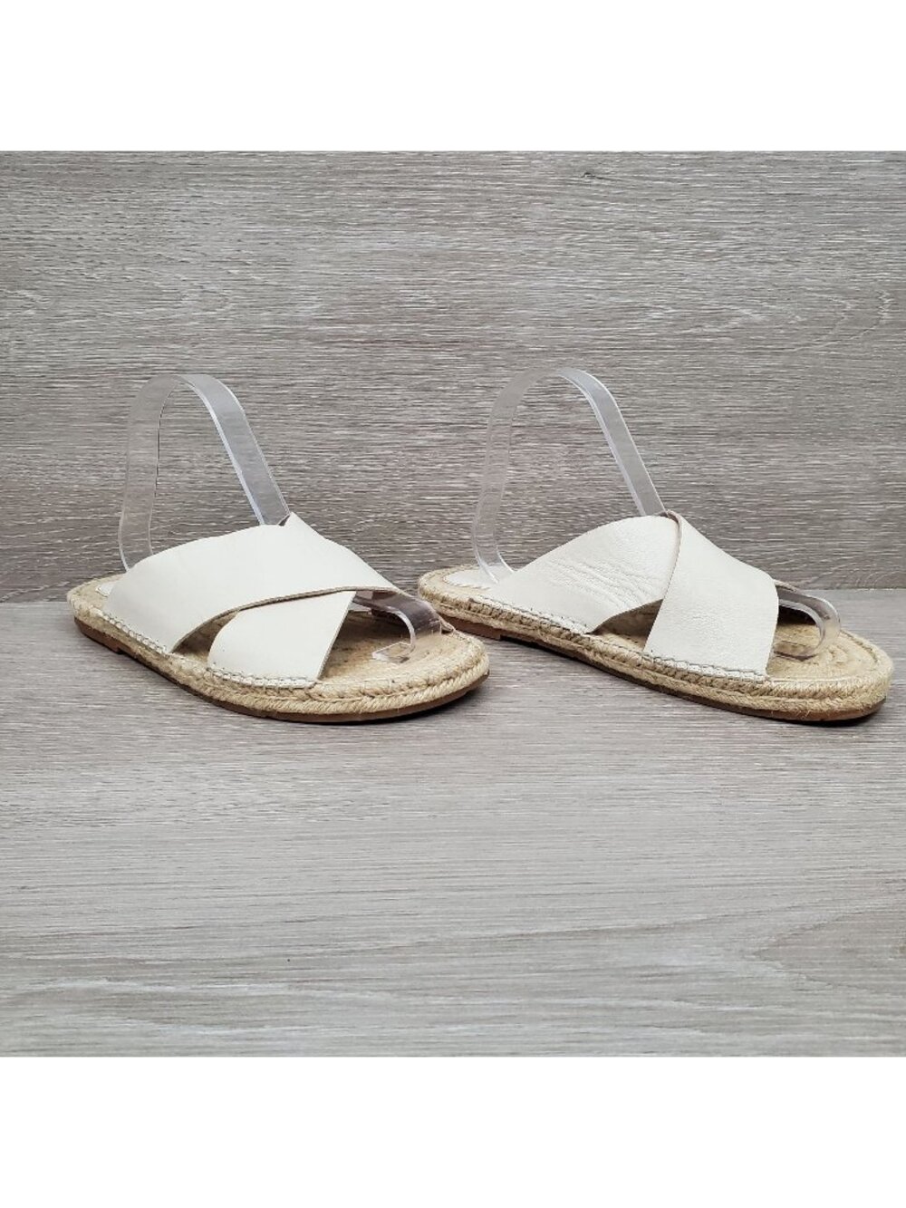 Charlotte Stone white leather open toe criss cross espadrilles